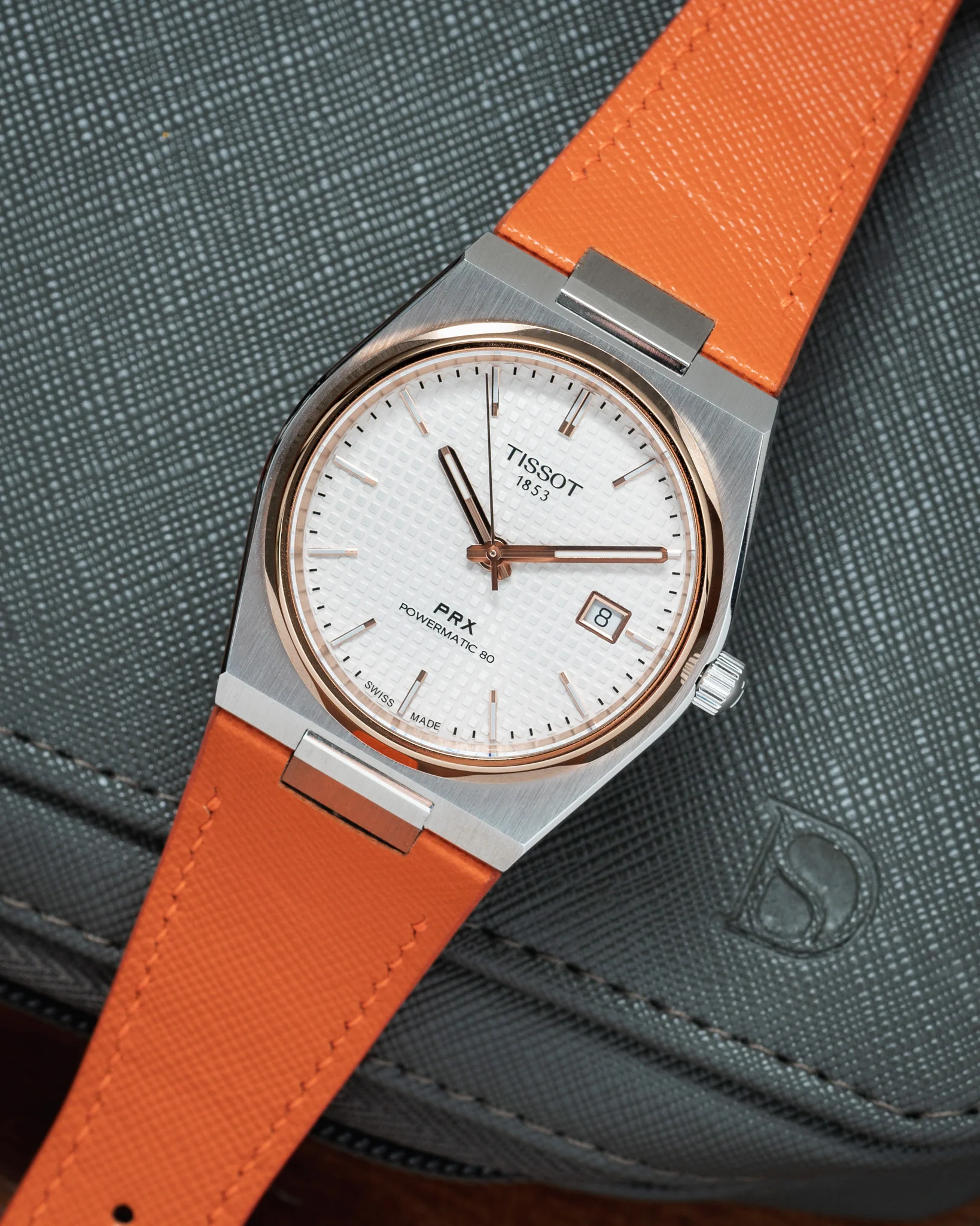 Orange Saffiano Strap for Tissot PRX - Image 2