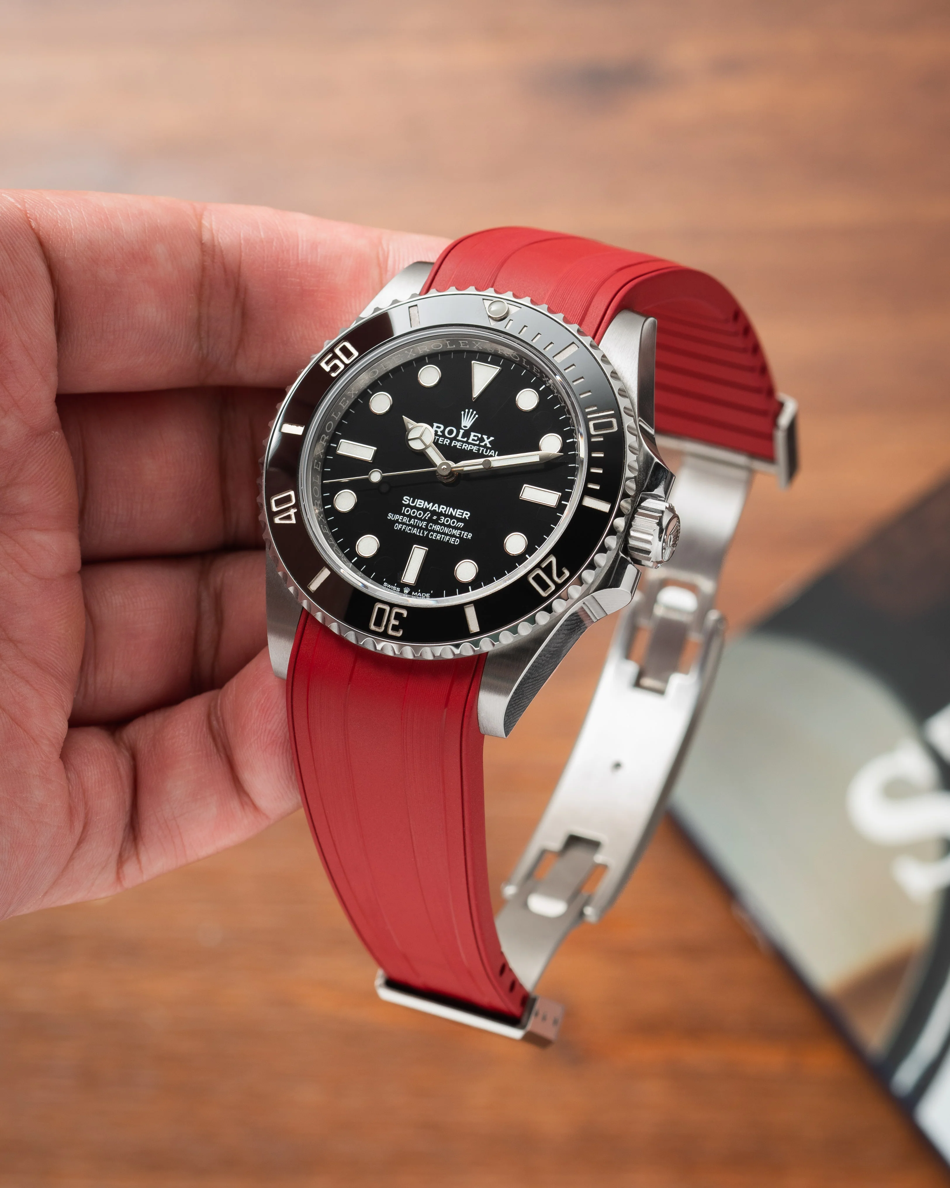 Red CTS Rubber Strap for Rolex Submariner 41mm - Image 3
