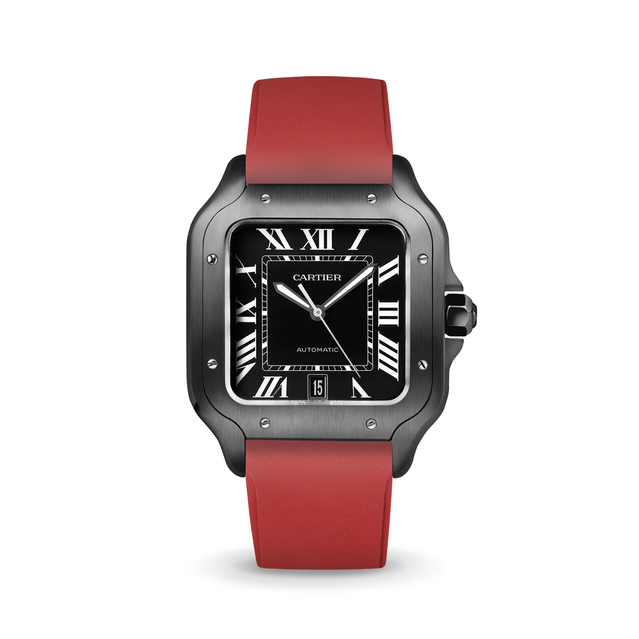 Red CTS Rubber Strap for Cartier Santos de Cartier