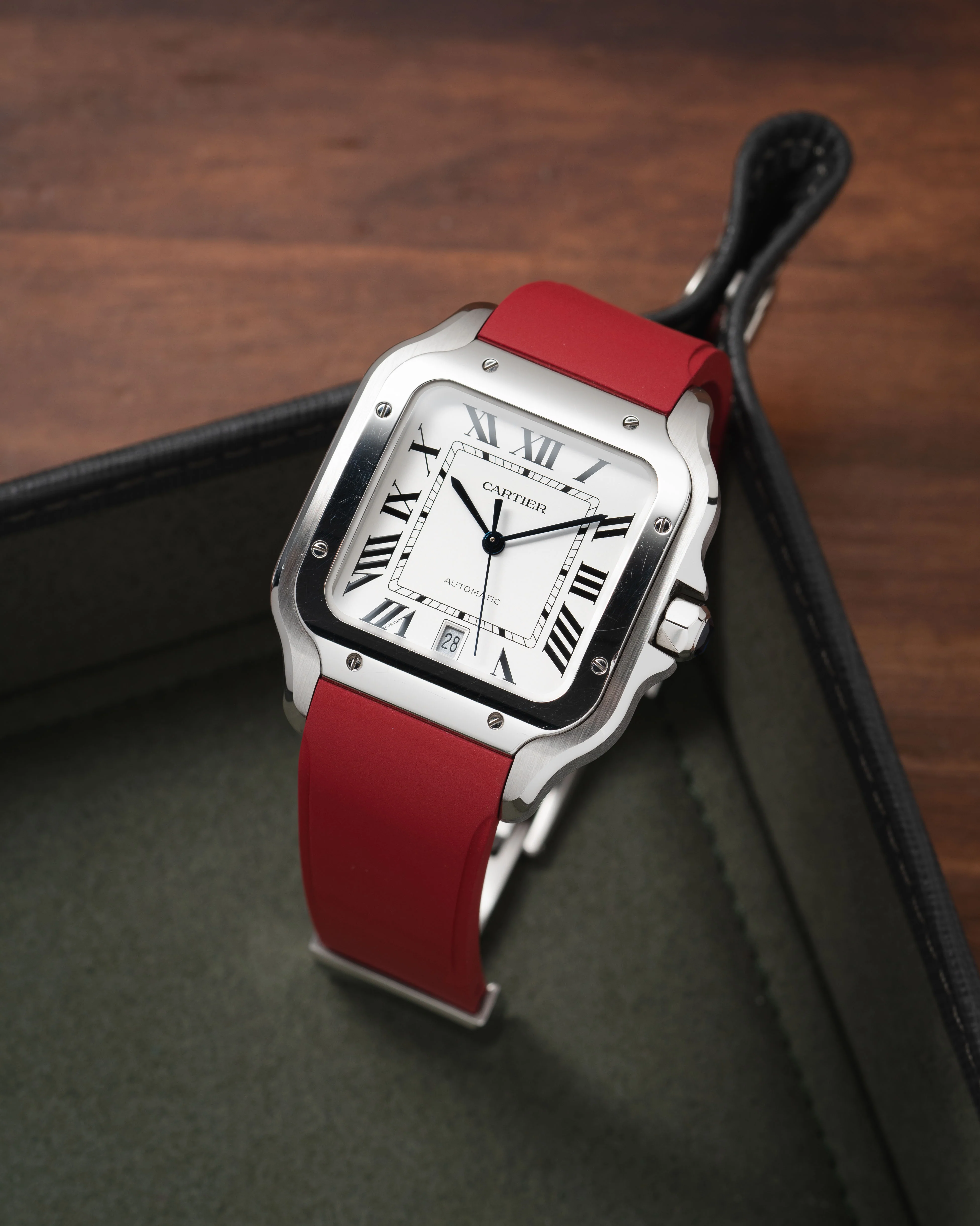 Red CTS Rubber Strap for Cartier Santos de Cartier - Image 4