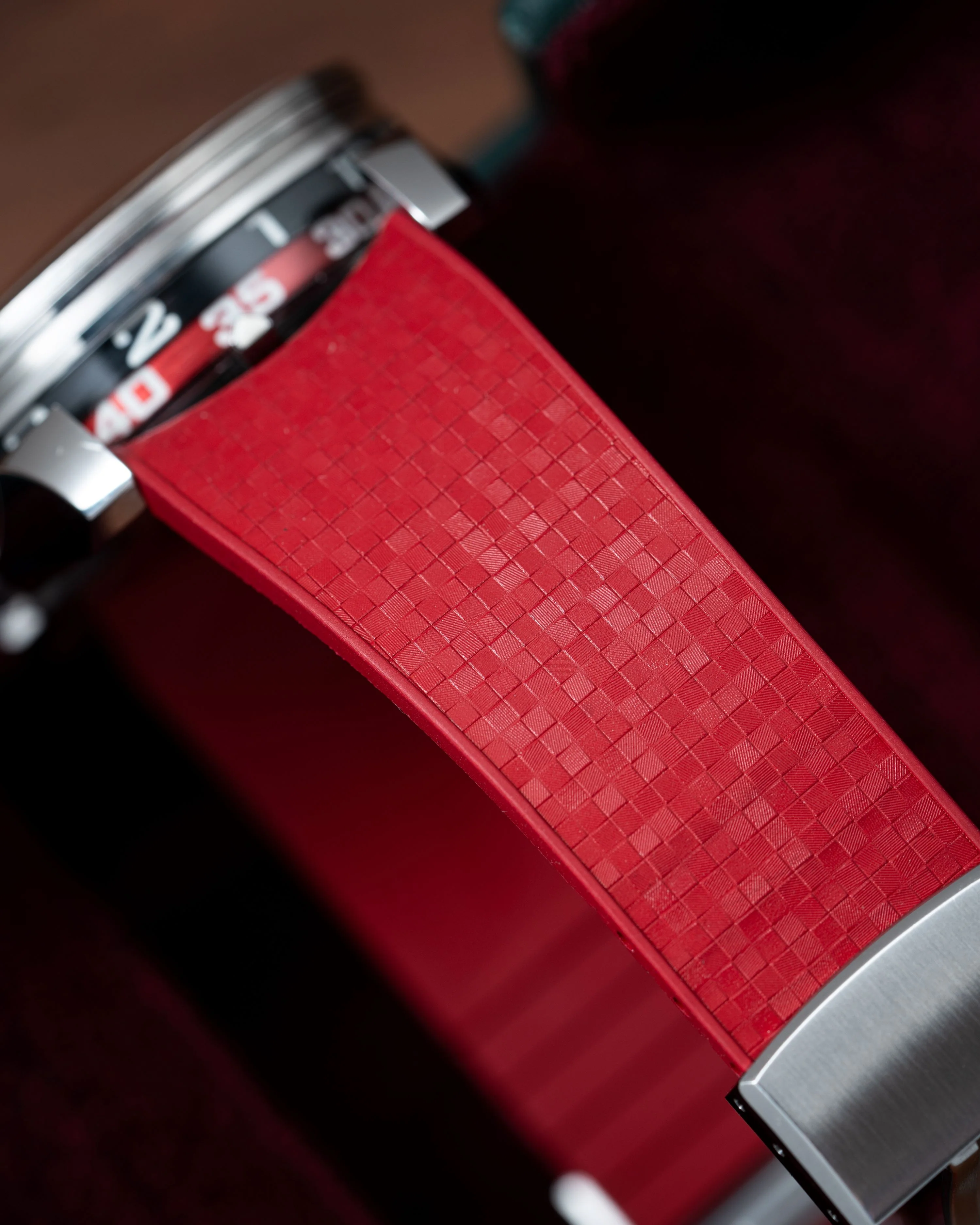 Red Curved CTS Rubber Strap for MB&F MAD1 - Image 4