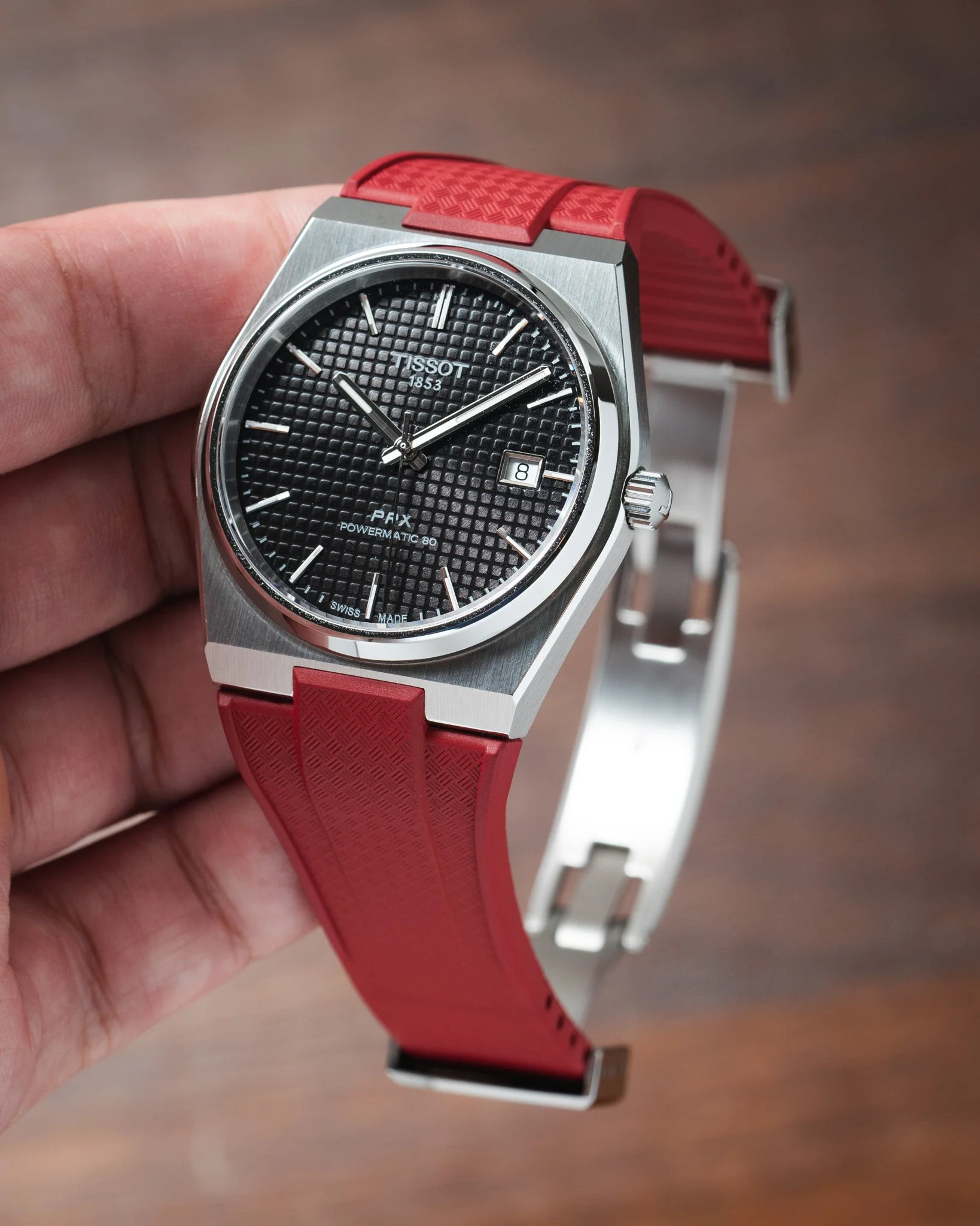 Red CTS Rubber Strap for Tissot PRX - Image 3