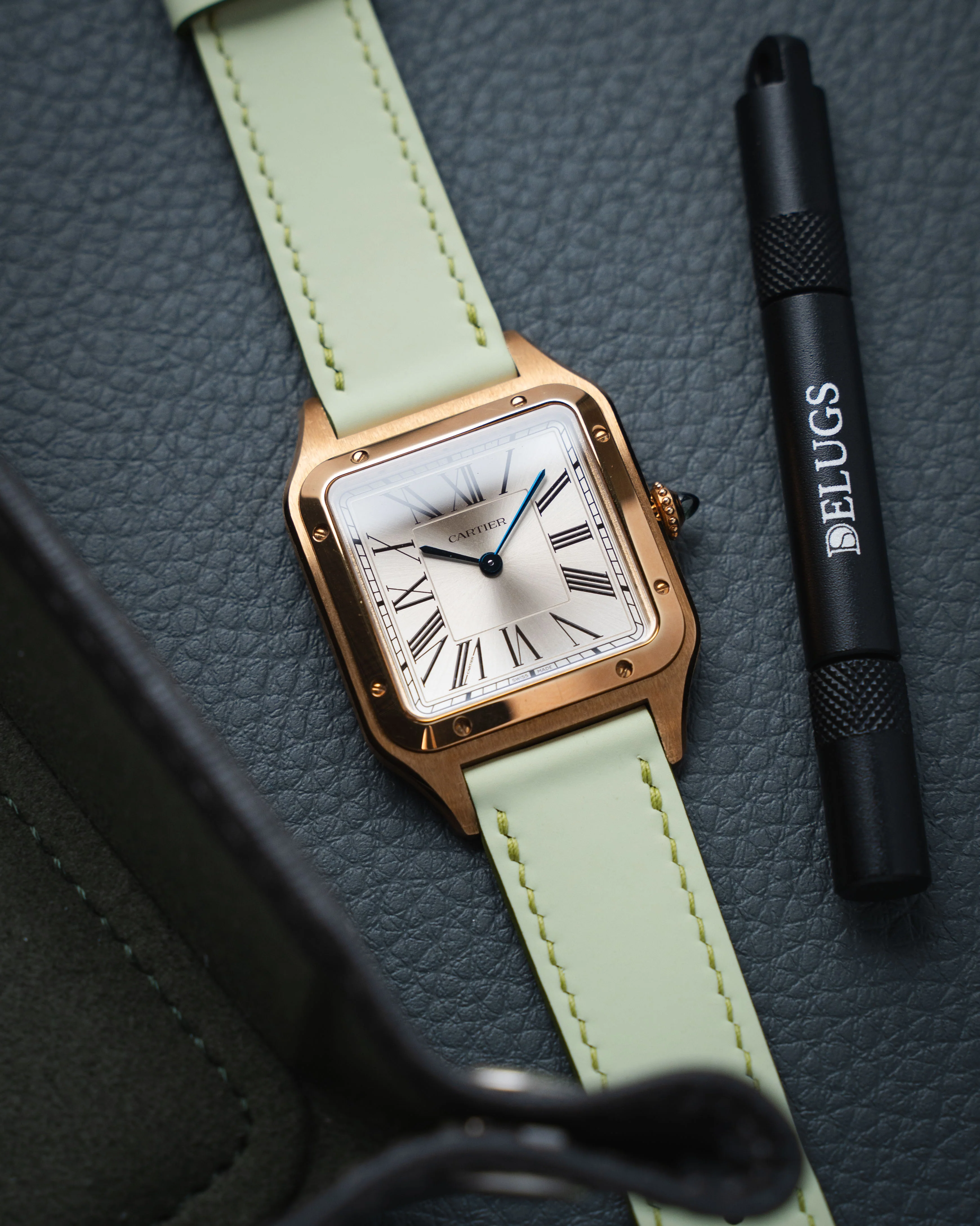 Sage Green Rubberised Leather (Smooth) Slim Strap - Image 7