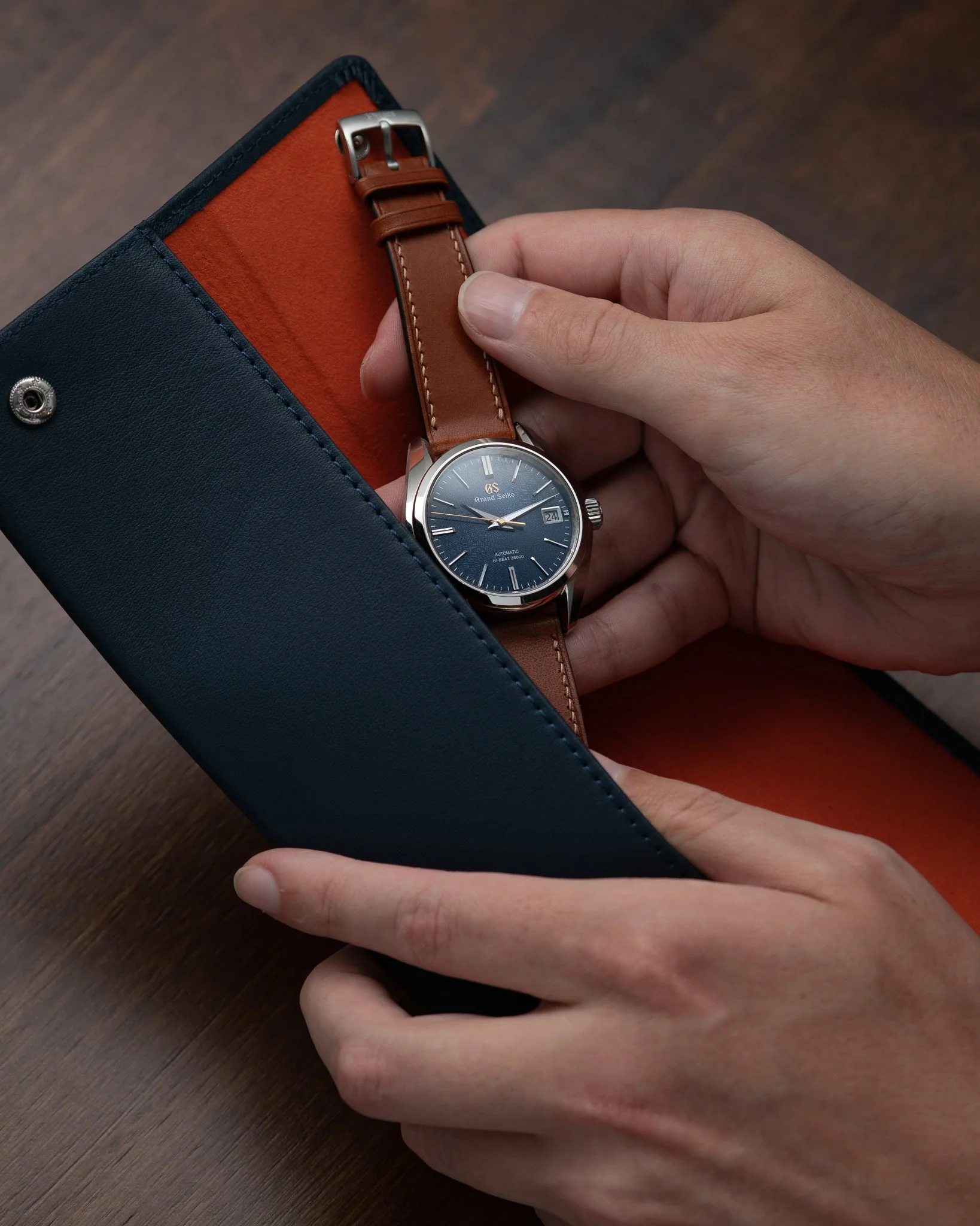 Watch Sleeve - Navy/Orange - Image 3