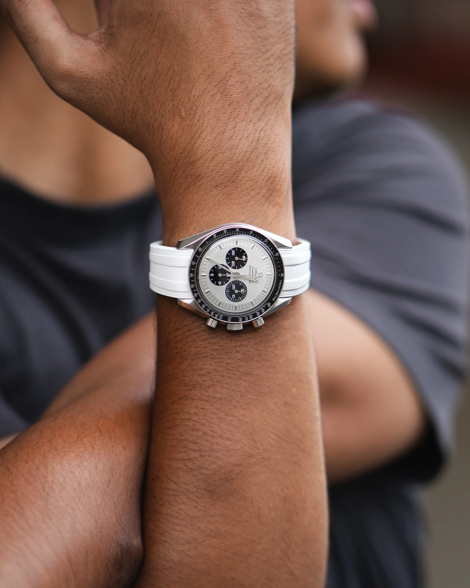 White CTS Rubber Strap for Omega Speedmaster & Swatch MoonSwatch - Image 6