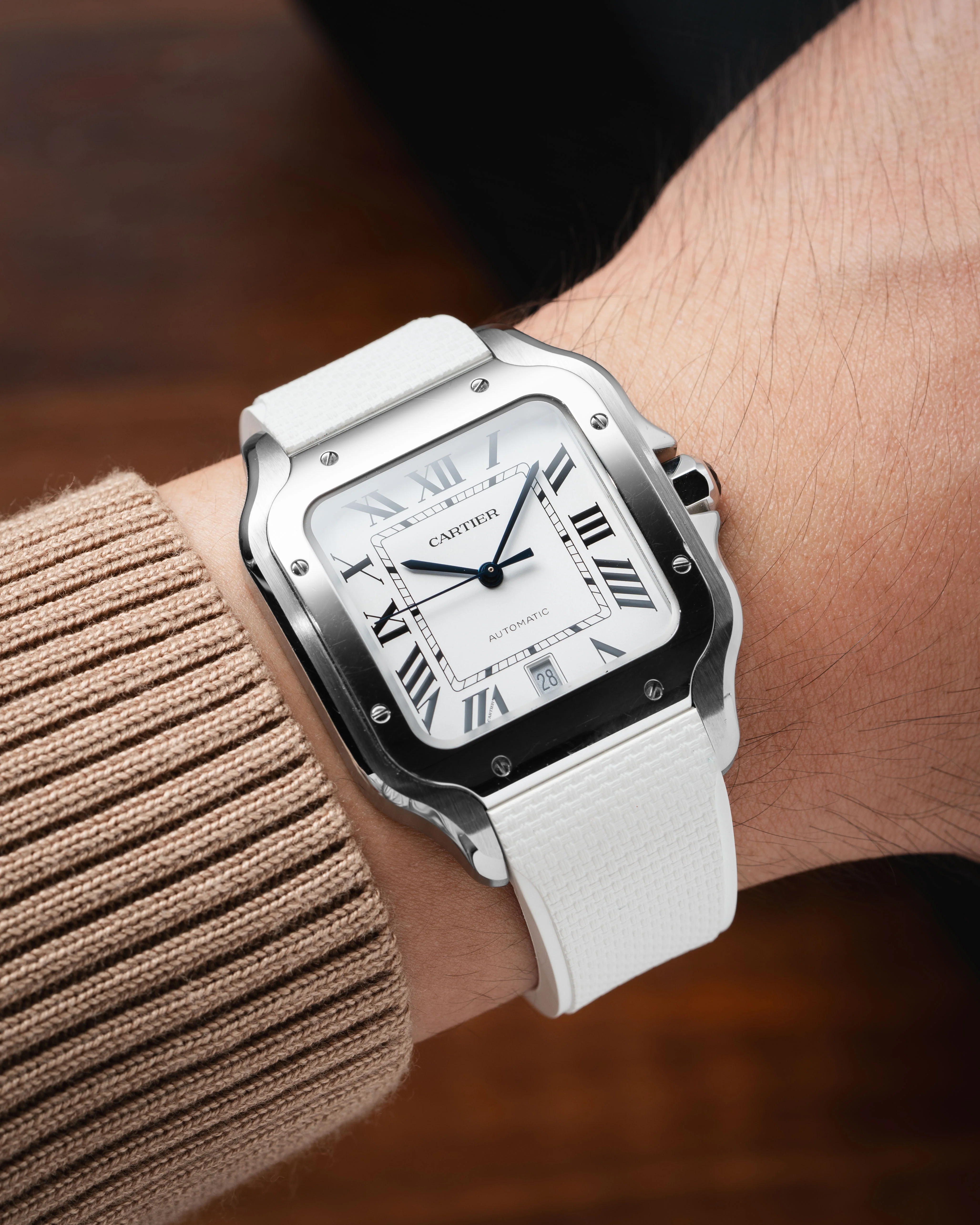 White Sailcloth CTS Rubber Strap for Cartier Santos de Cartier - Image 3