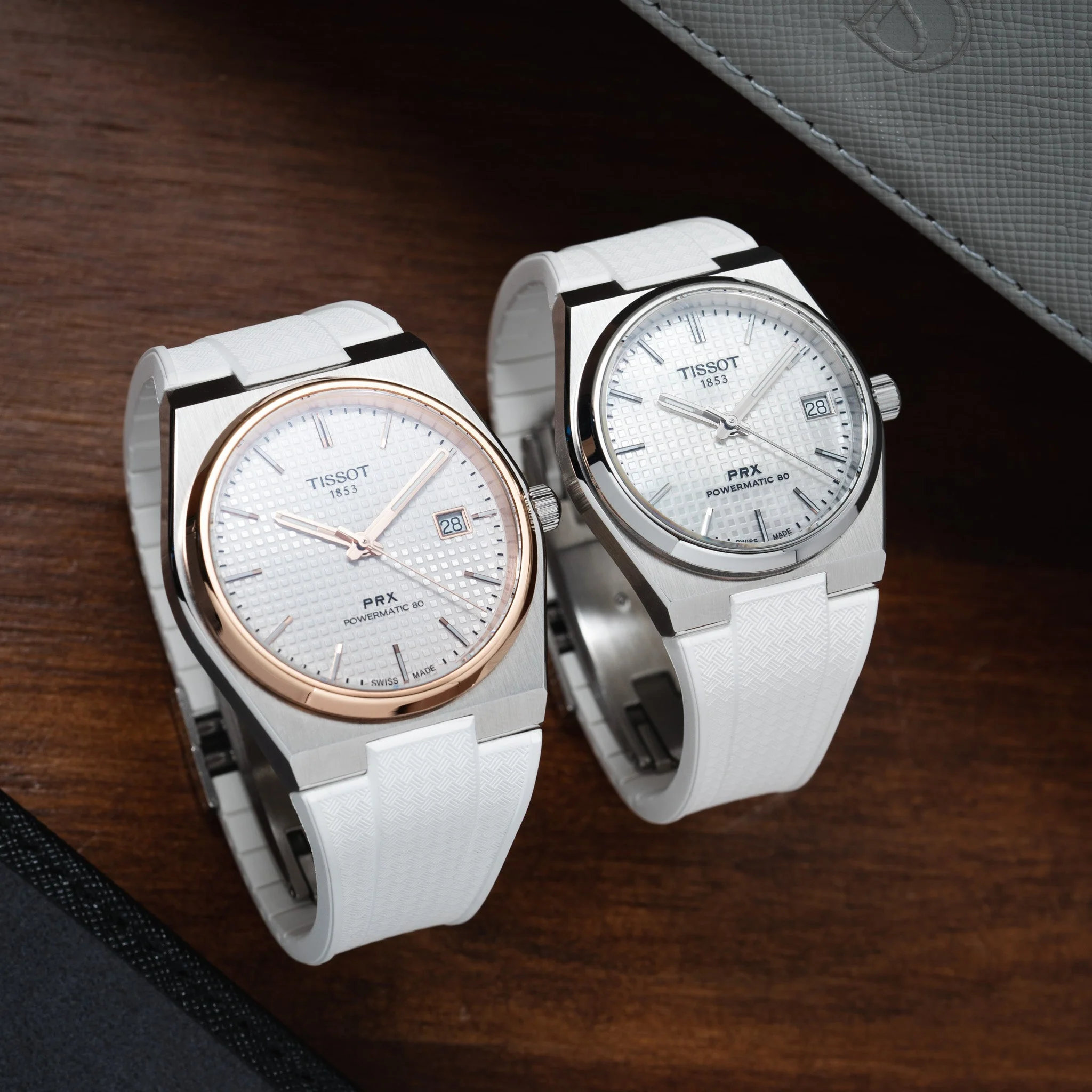 White CTS Rubber Strap for Tissot PRX - Image 3