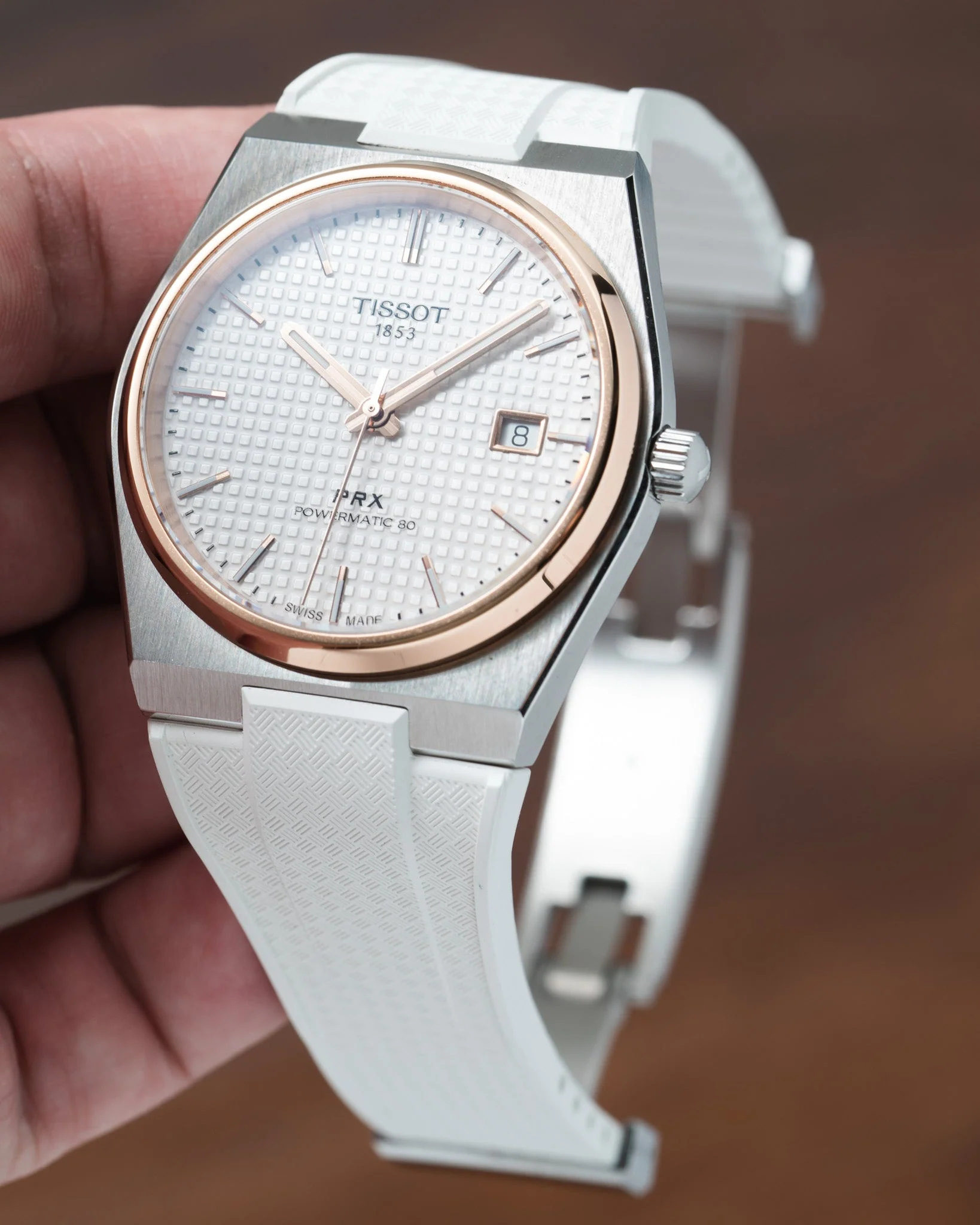 White CTS Rubber Strap for Tissot PRX - Image 4